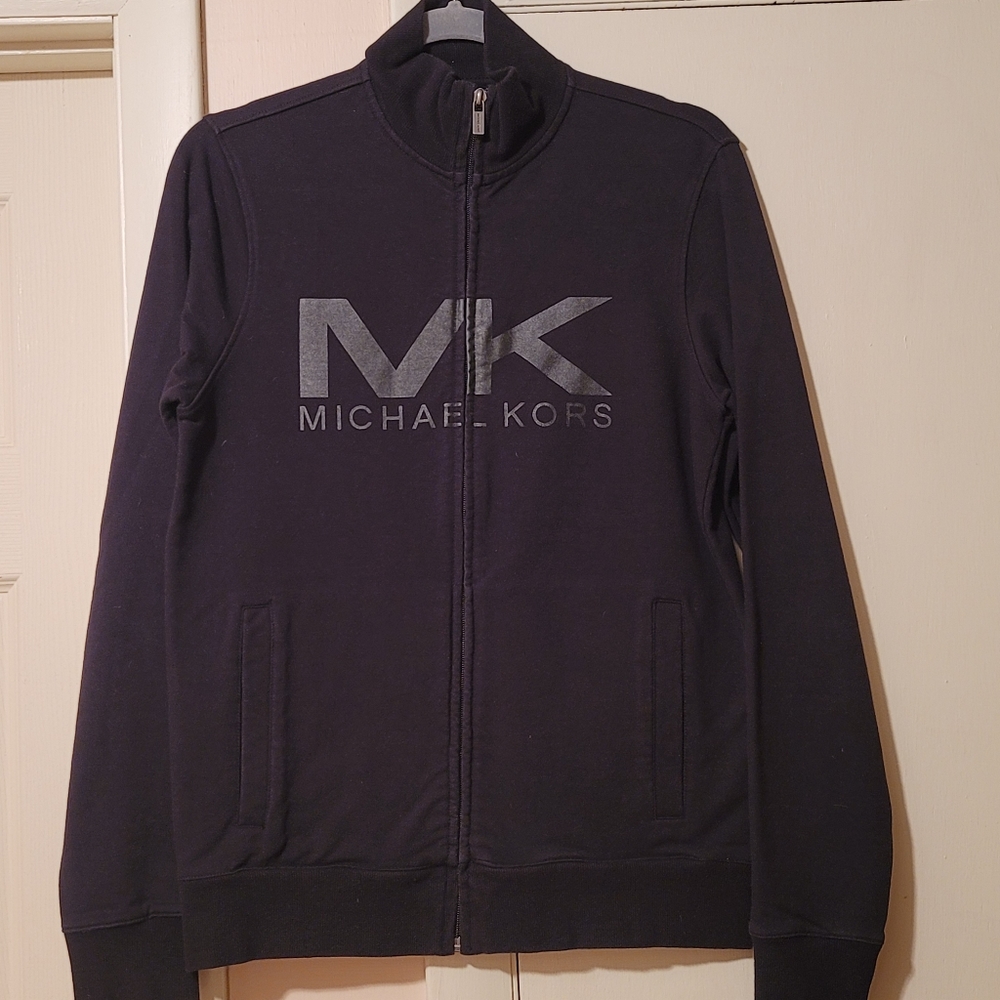 Michael Kors Full Zip Sweater, Black, Size S